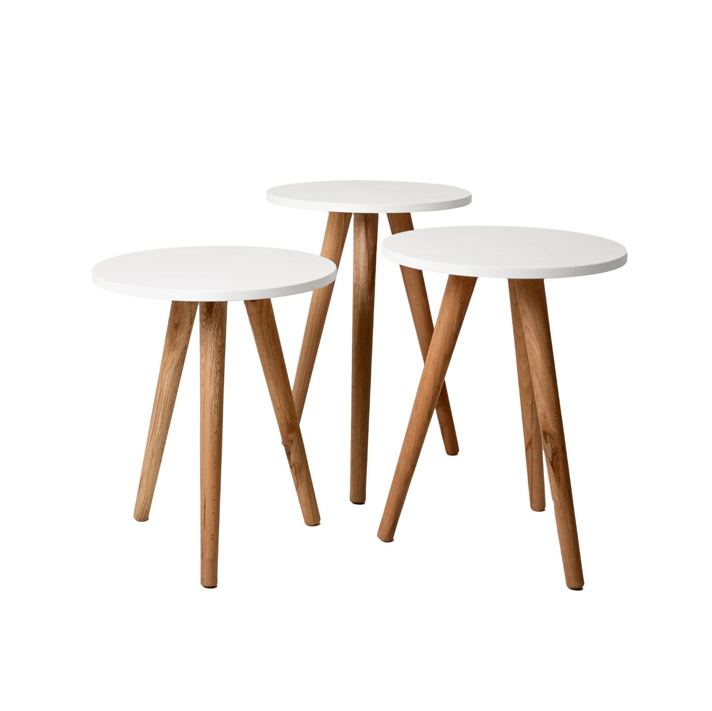 Minimalist Side Table Trio – Set of 3 with Solid Wood Legs