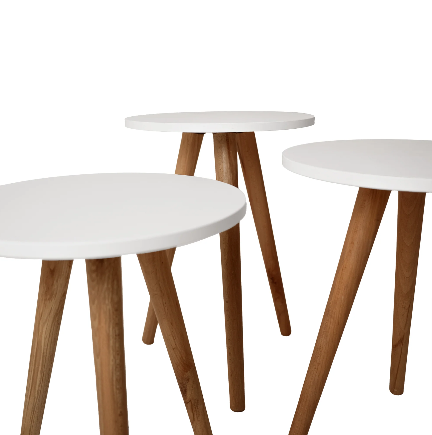 Minimalist Side Table Trio – Set of 3 with Solid Wood Legs