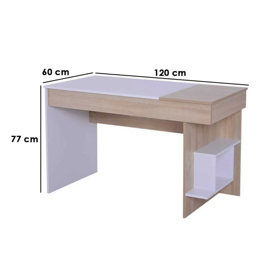 Modern Study Desk with Hidden Storage and Side Shelves