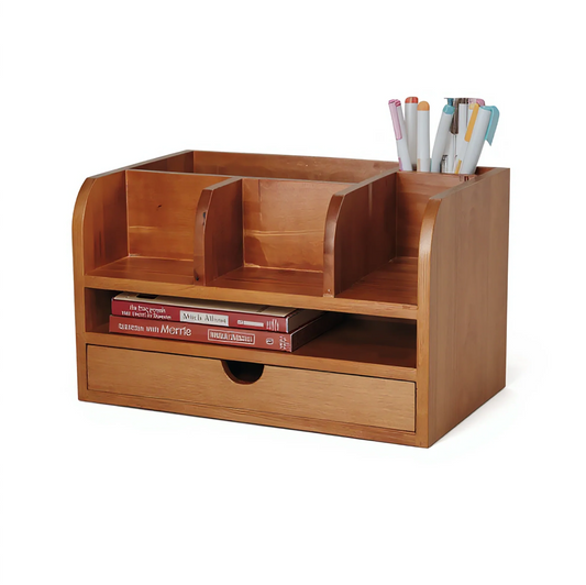 Minimalist Wooden Desk Organizer – Double Layer