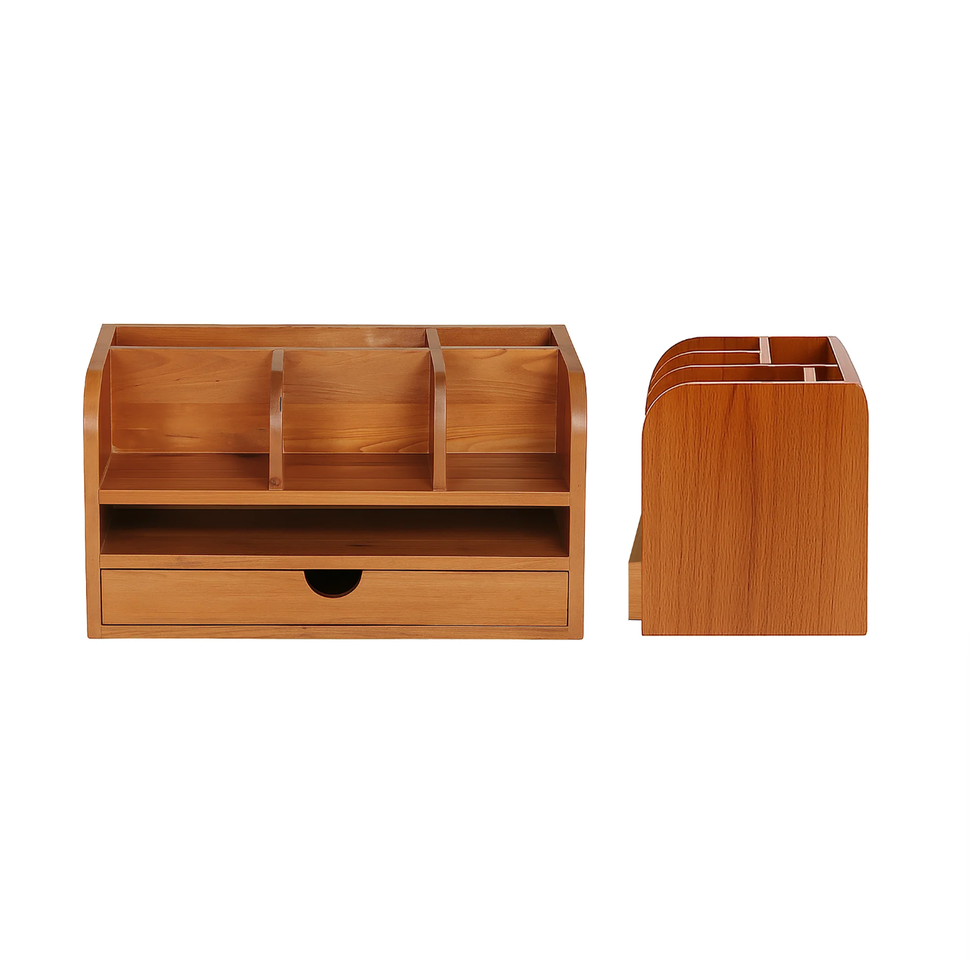 Minimalist Wooden Desk Organizer – Double Layer