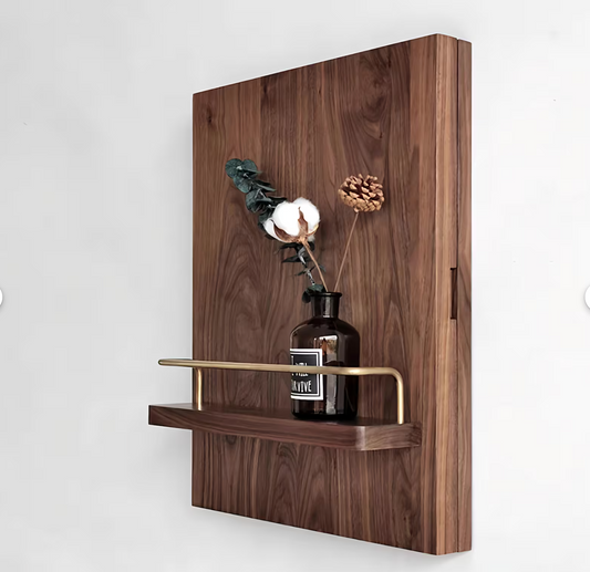 Walnut electricity meter box cover, wooden wall board with shelf, wooden switch box cover, fuse box panel cover, key holder organizer