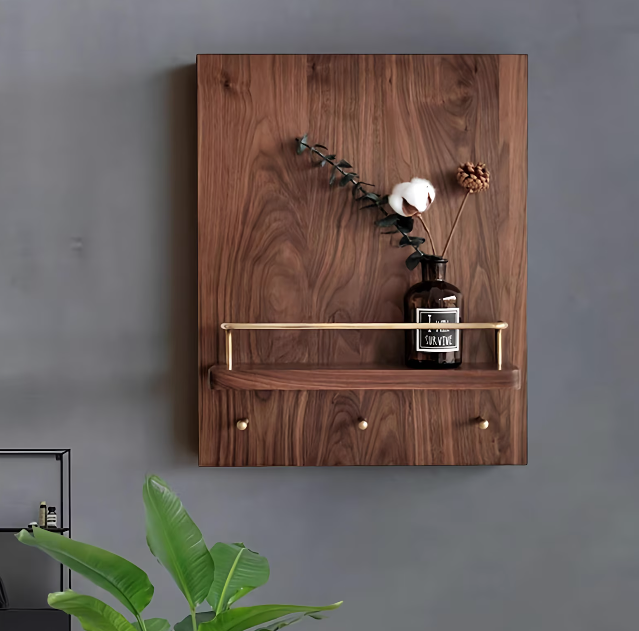 Walnut electricity meter box cover, wooden wall board with shelf, wooden switch box cover, fuse box panel cover, key holder organizer