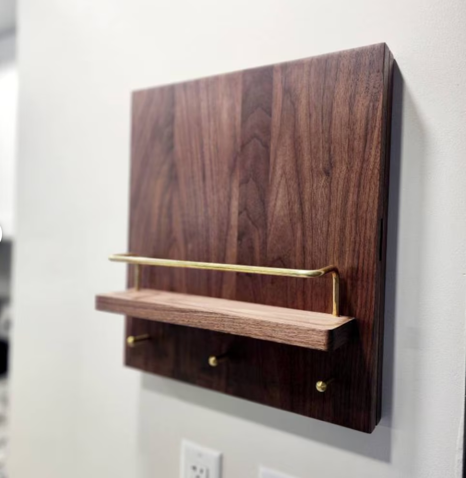 Walnut electricity meter box cover, wooden wall board with shelf, wooden switch box cover, fuse box panel cover, key holder organizer