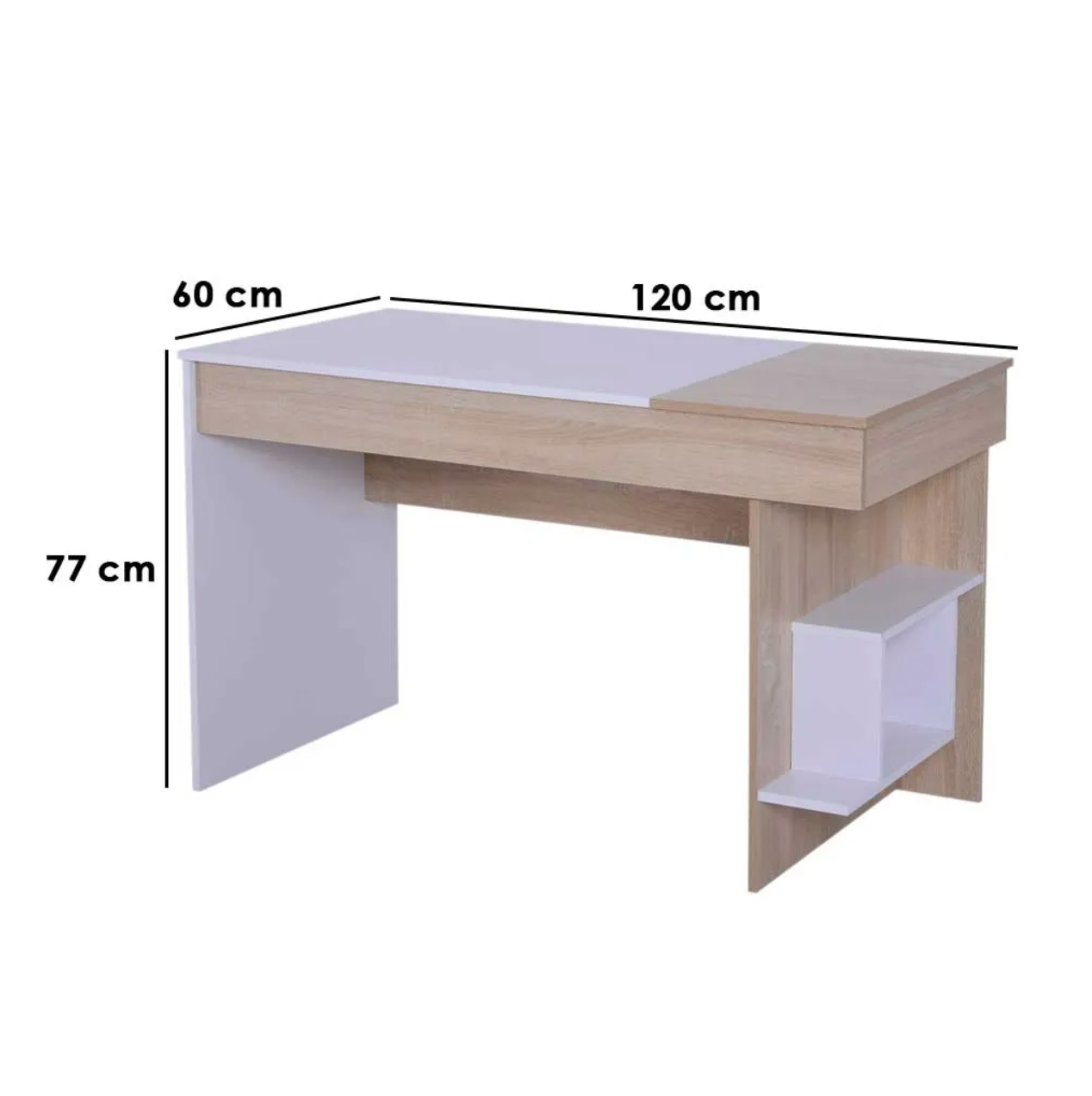 Modern Study Desk with Hidden Storage and Side Shelves