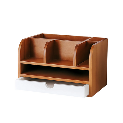 Minimalist Wooden Desk Organizer – Double Layer