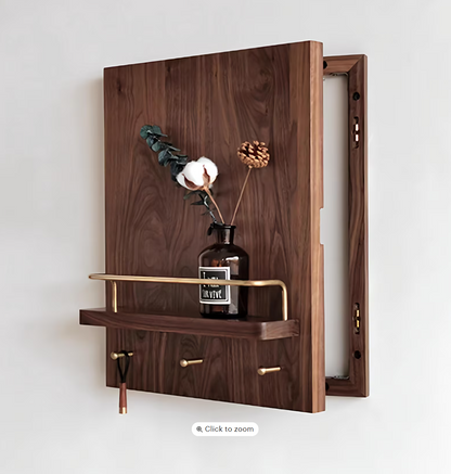 Walnut electricity meter box cover, wooden wall board with shelf, wooden switch box cover, fuse box panel cover, key holder organizer