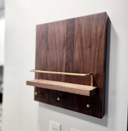 Walnut electricity meter box cover, wooden wall board with shelf, wooden switch box cover, fuse box panel cover, key holder organizer